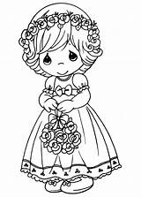 Precious Moments Coloring Pages Printable Girl Easy Flower Para Colorear Print sketch template