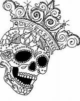 Skull Coloring Pages Sugar Heart Skulls Printable Adult Drawing Tattoo King Calavera Crown Dead Cool Line Quote Artwork Dia Spanish sketch template