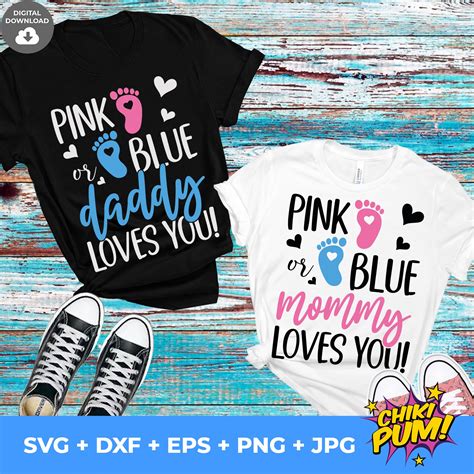 pink or blue mommy and daddy loves you svg gender reveal