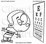 Eye Boy Cartoon Reading Exam Chart Clipart During Illustration Toonaday Royalty Lineart Vector sketch template