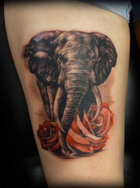 elephant leg tattoo and roses let s get inked pinterest tattoos for guys elephant tattoo
