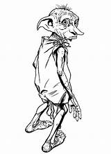 Potter Harry Coloring Pages Coloringpages1001 Dobby Printable sketch template
