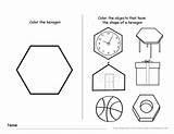Hexagon Kindergarten Objects Kids Cleverlearner Hexagonal Hexagons sketch template