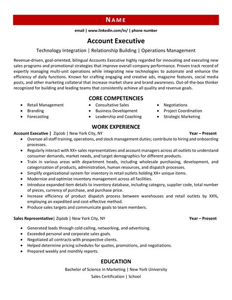 account executive resume   expert tips zipjob