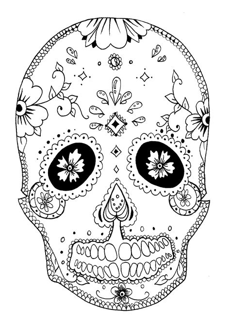skull details  rachel el  de los muertos adult coloring pages