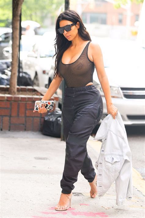 Kim Kardashian Wearing A See Through Top In Nyc 03