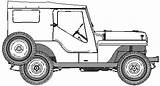 Jeep Willys Cj Blueprints 1944 Suv Willis sketch template