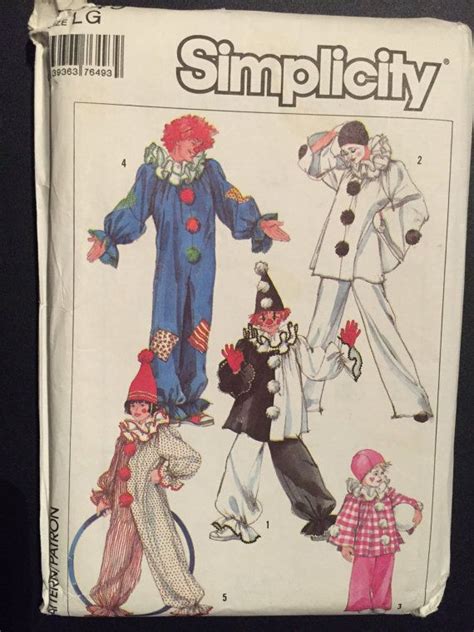 Simplicity Sewing Pattern 80s 7649 Adult Clown Costume Size 40 42