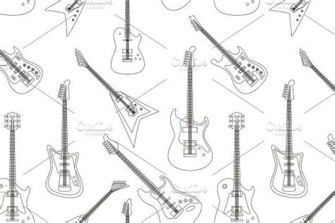 bright electric guitars pattern guitar patterns graphic design