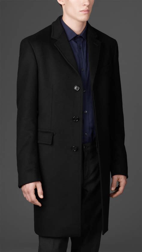 burberry long wool cashmere top coat  black  men lyst