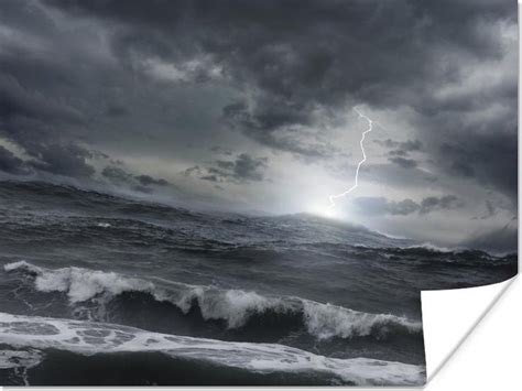 bolcom wilde zee tijdens een storm poster  cm foto print op poster wanddecoratie