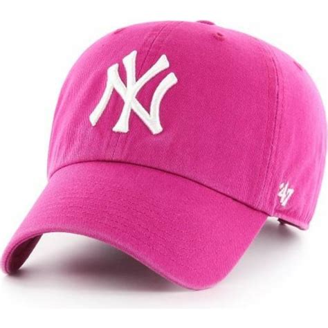 brand curved brim  york yankees mlb clean  orchid pink cap
