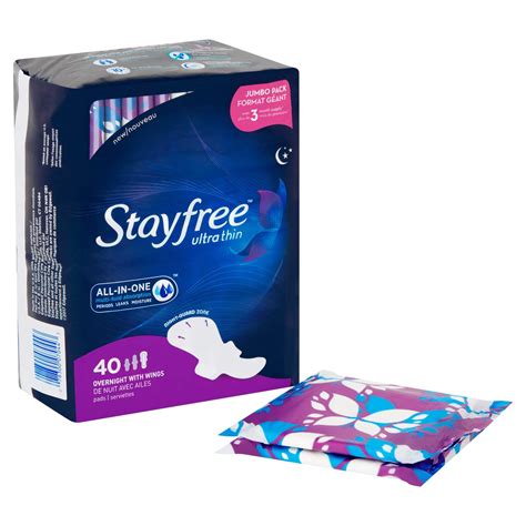stayfree ultra thin overnight pads  wings  women reliable protection  absorbency