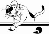 Jugando Gatos Billar sketch template