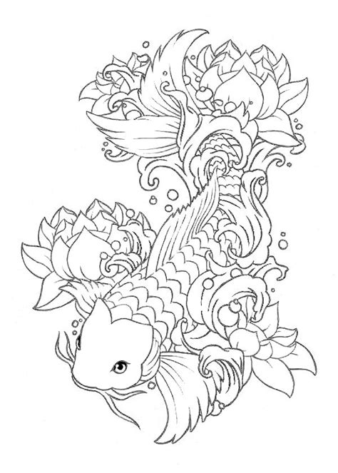 detailed koi fish coloring pages images