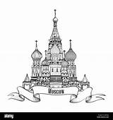 Moscow Moskau Cathedral Kreml Russland Skizze Roter St Basilius Kathedrale Kremlin City Handgezeichnete Vektorgrafik Gezeichnete Sketch Vektor sketch template
