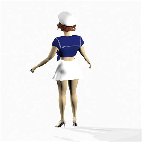 pin up girl 3d model game ready max