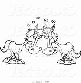 Pair Horse Outlined Toonaday sketch template