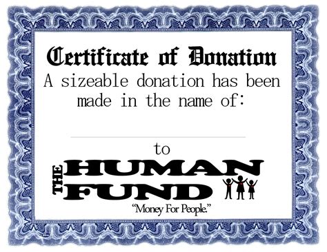 human fund printable certificate printable world holiday