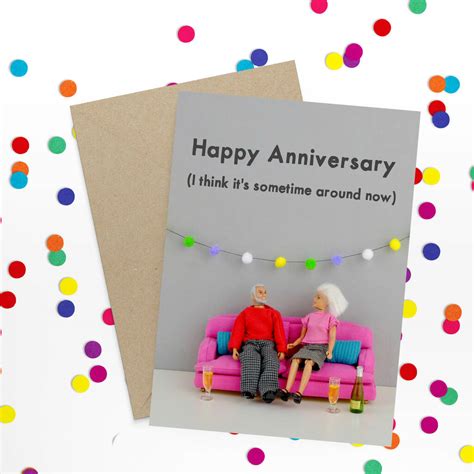 anniversary funny card  bold bright