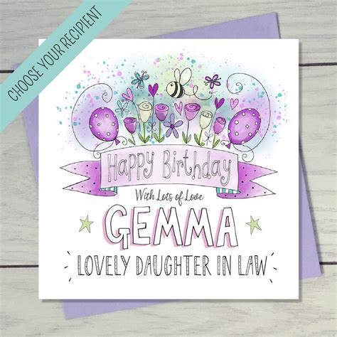 daughter  law flowers  bee birthday card  claire sowden design
