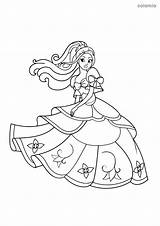 Princess Flower Coloring Dress Pages Princesses Fables Fairy sketch template