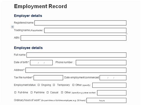 employee personnel file template