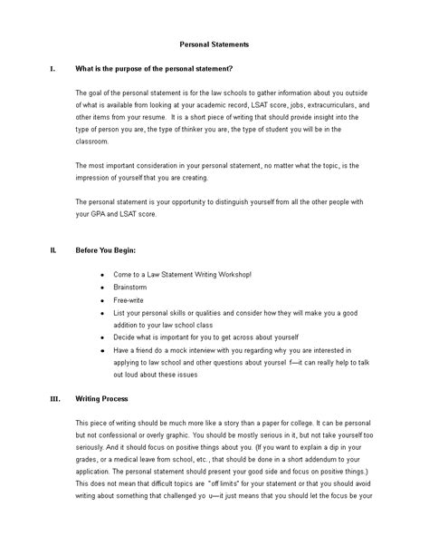 law school personal statement samples master  template document