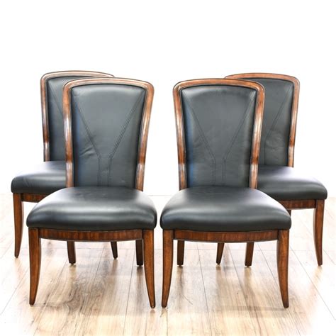 set   contemporary black leather dining chairs loveseat