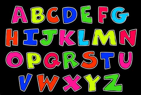 neon style alphabets  kids  vector art  vecteezy