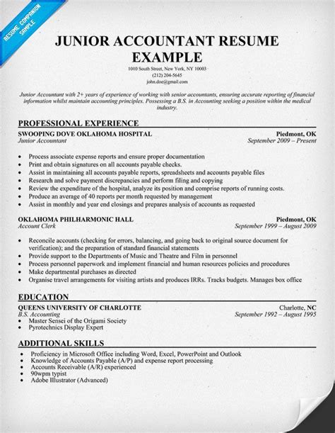 sample accountant resume format courses offered