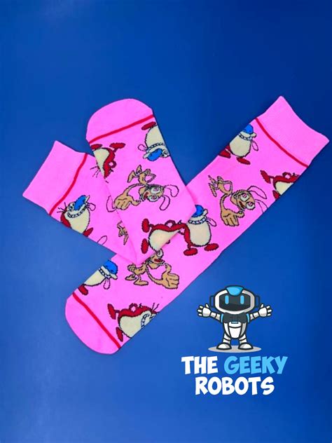 Ren And Stimpy Pink Socks – The Geeky Robots