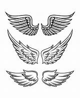 Wings Tattoo Wing Designs Vector Set Aile Ange Drawing Alas Angel Ailes Drawings Tattoos Illustration Collection Tatouage Asas Dessin Small sketch template