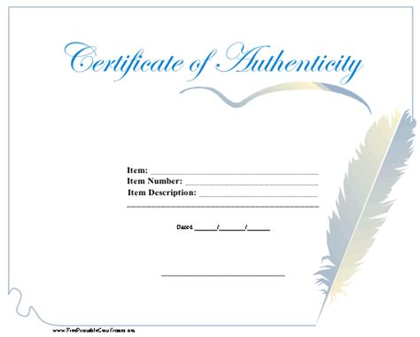 certificate  authenticity   large feather  drawing