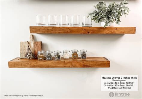 wood floating shelves  inches thick  inches deep rustic etsy