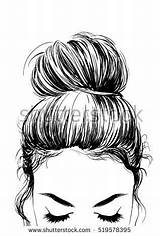 Bun Hair Girl Hairstyles Cute Draw Shutterstock Drawing Drawings Sketch Stock Vector Buns Easy Girly Sketches Logo Pic Styles Style sketch template