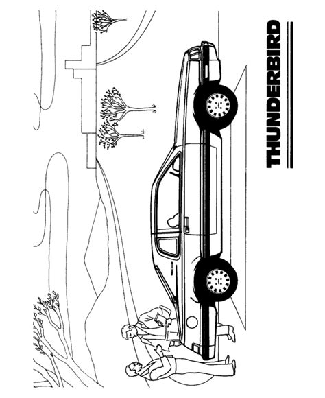 bluebonkers  ford thunderbird coloring pages cars automobiles
