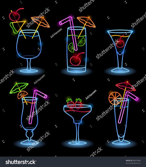 Neon Alcoholic Drinks Stock Vector 88079689 Shutterstock