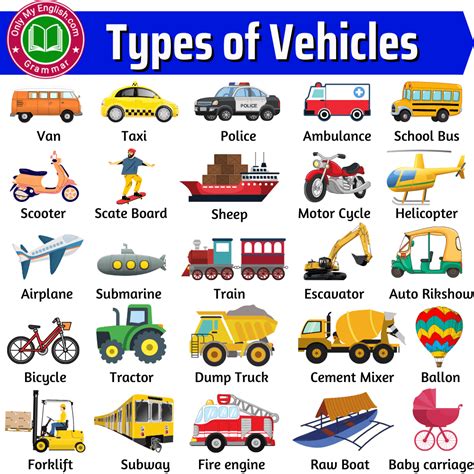 types  vehicles    pictures english lessons
