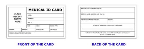 printable medical id card template printable templates