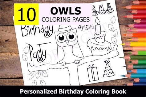 owls theme personalized birthday coloring book coloring books  adults