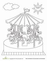 Carousel Coloring Circus Education Worksheet Pages sketch template