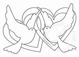 Doves Colouring Kids Coloring Easter Template Hearts sketch template