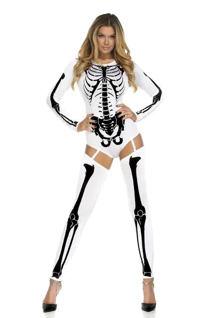 Women Cosplay Costume Ghost Skeleton Print Masquerade Sexy Horror Queen