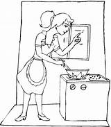 Cooking Coloring Pages Utensils Kitchen Mother Drawing Getdrawings Getcolorings Printable Color sketch template