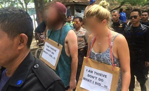 indonesia justice foreign tourists in gili island walk of shame