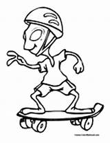 Coloring Skateboarding Skateboard Pages Alien Colormegood Sports sketch template