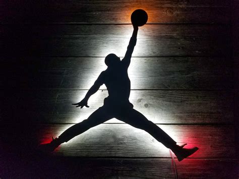 michael jordan jumpman wall art  lit sign mj  jump man etsy