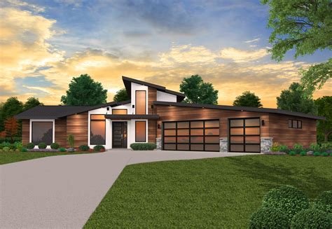 rock star exciting modern mcm  story house plan   modern  story home  mark