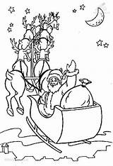 Santa Coloring Pages Christmas His Sleigh Printable Colouring Doghousemusic Sled Rudolph sketch template
